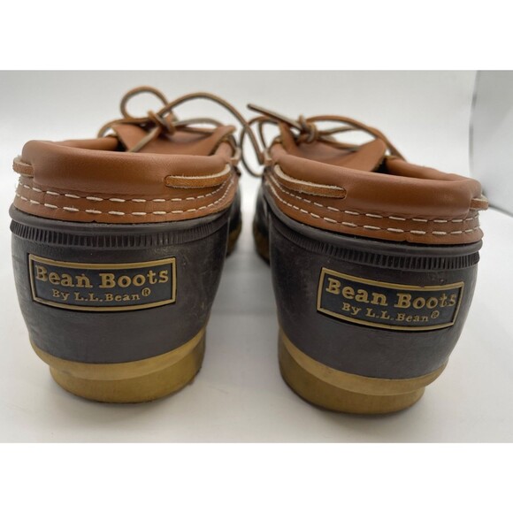 L.L. Bean Rubber Moc Duck Boots Made in USA Men\'s Size 12 Tan Leather Waterproof main image 8